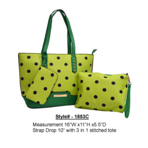 Style 1853c green handbag with polka dots