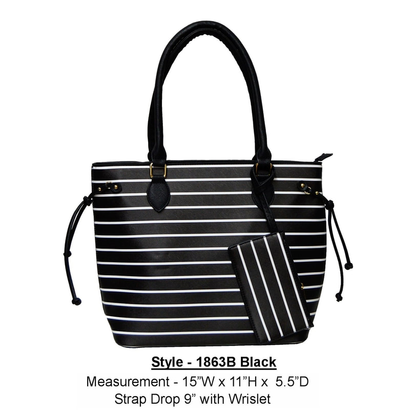 Style 1863b black and white stripes handbag